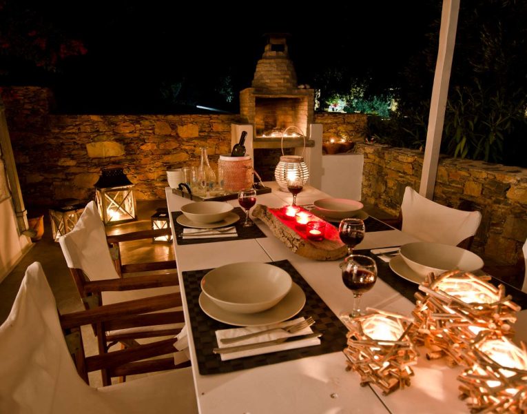 Pool Villa Selene in Skopelos Greece, dining table 4, by Olive Villa Rentals