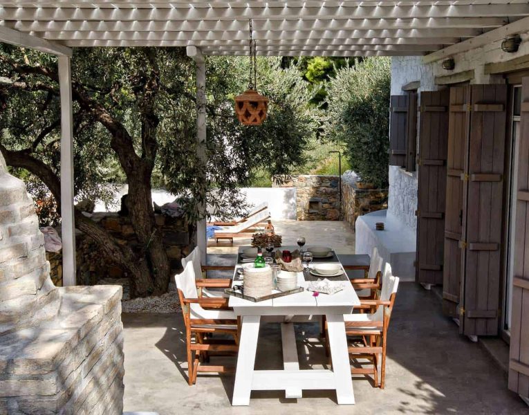 Pool Villa Selene in Skopelos Greece, dining table, by Olive Villa Rentals