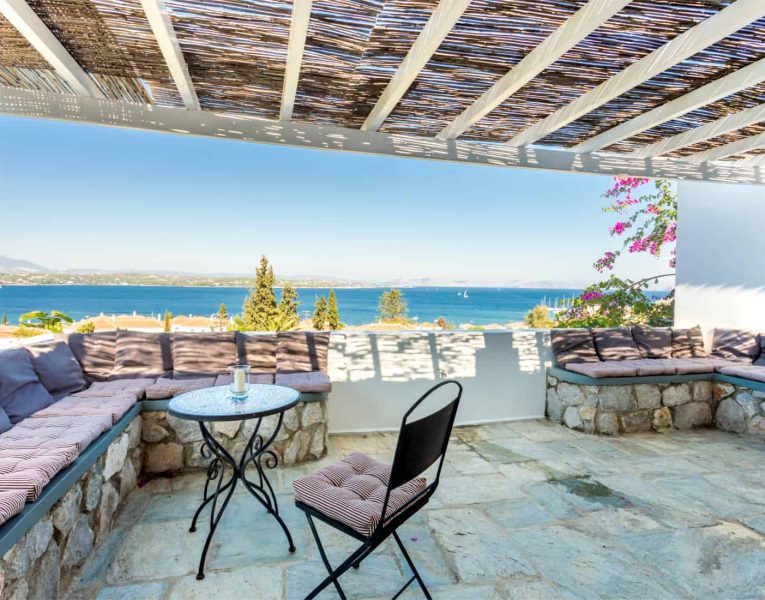 Villa Corinna in Spetses Greece, terrace, by Olive Villa Rentals