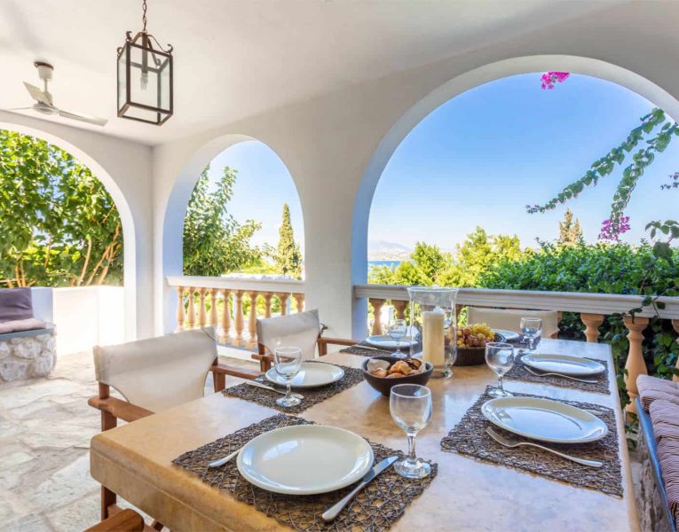 Villa Corinna in Spetses Greece, terrace, by Olive Villa Rentals