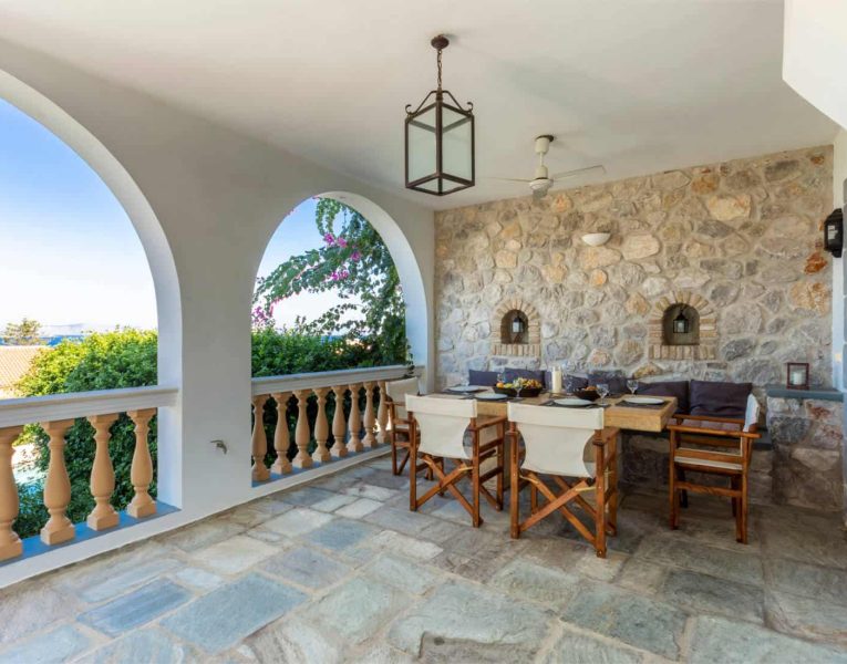 Villa Corinna in Spetses Greece, terrace, by Olive Villa Rentals