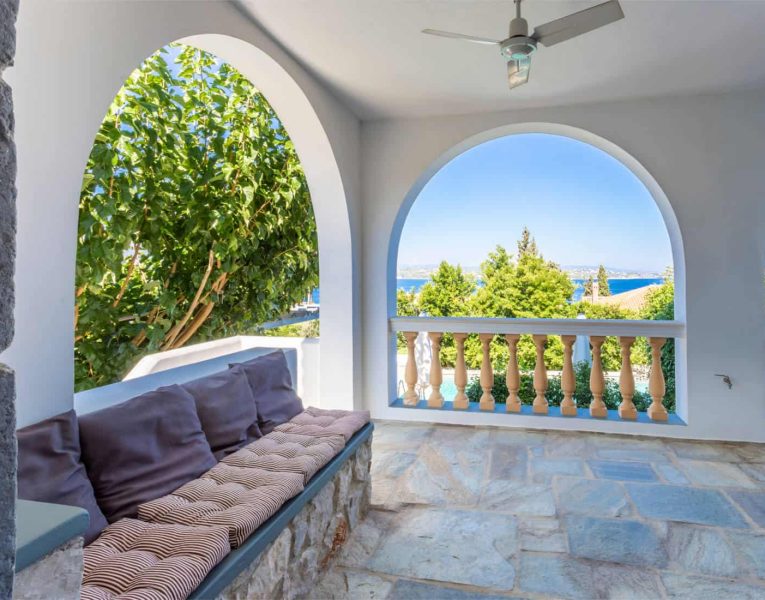Villa Corinna in Spetses Greece, terrace, by Olive Villa Rentals