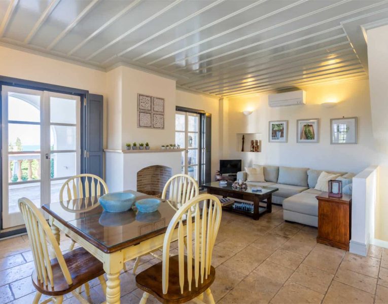Villa Corinna in Spetses Greece, living room, by Olive Villa Rentals