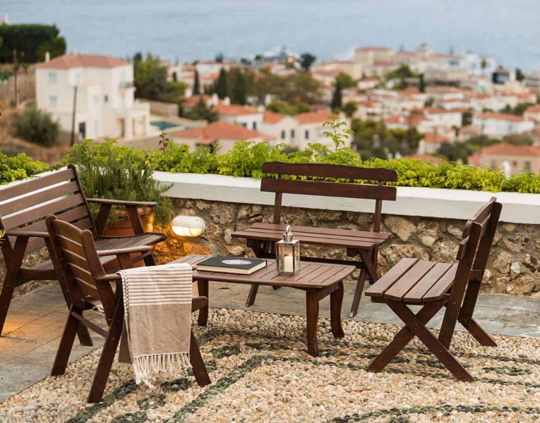 Villa Pegasus in Spetses Greece, balcony, by Olive Villa Rentals