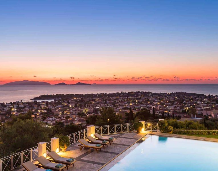 Villa Pegasus in Spetses Greece, sunset 2, by Olive Villa Rentals