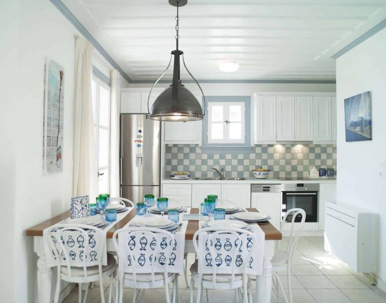 Villa Spezie in Spetses Greece, kitchen, by Olive Villa Rentals