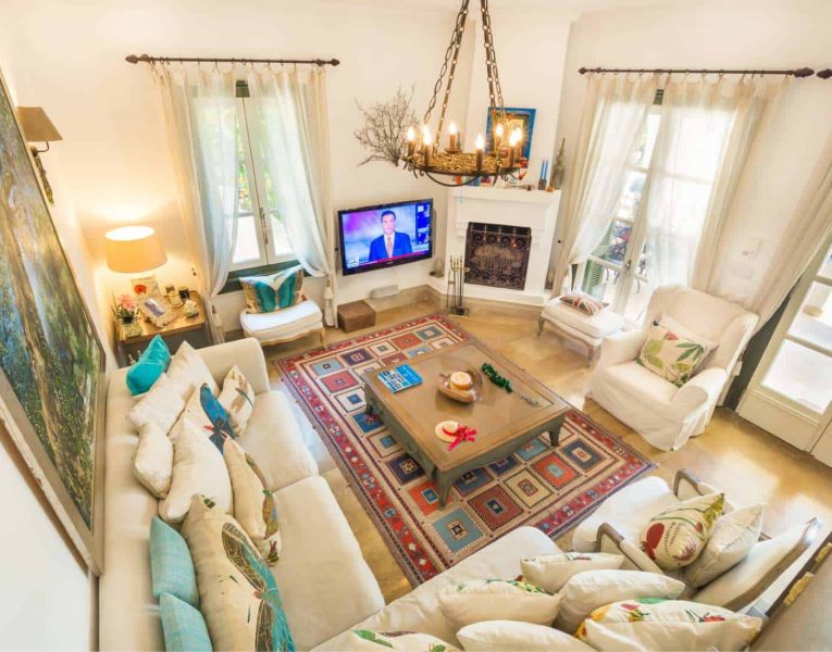 Villa Veneta in Spetses Greece, living room, by Olive Villa Rentals