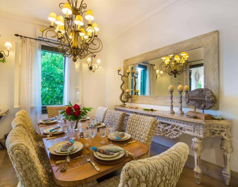 Villa Veneta in Spetses Greece, dining room, by Olive Villa Rentals