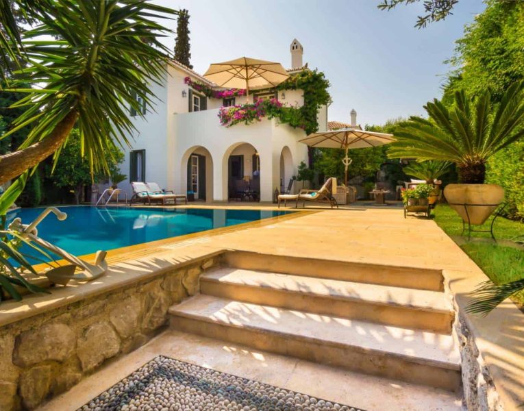 Villa Veneta in Spetses Greece, pool, by Olive Villa Rentals