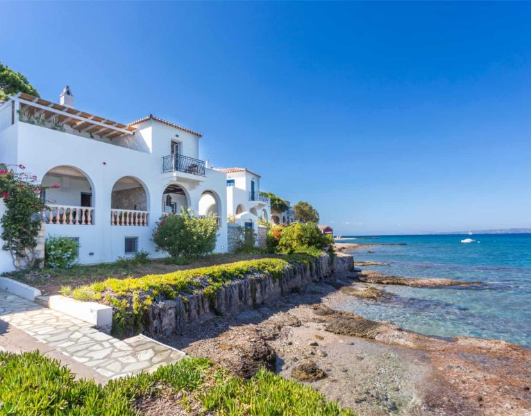 Villa Zenais in Spetses Greece, facade, by Olive Villa Rentals