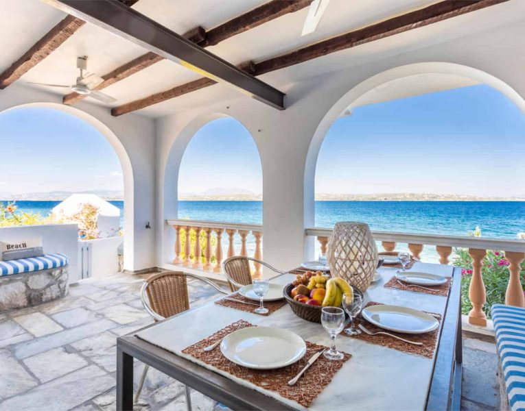 Villa Zenais in Spetses Greece, terrace, by Olive Villa Rentals