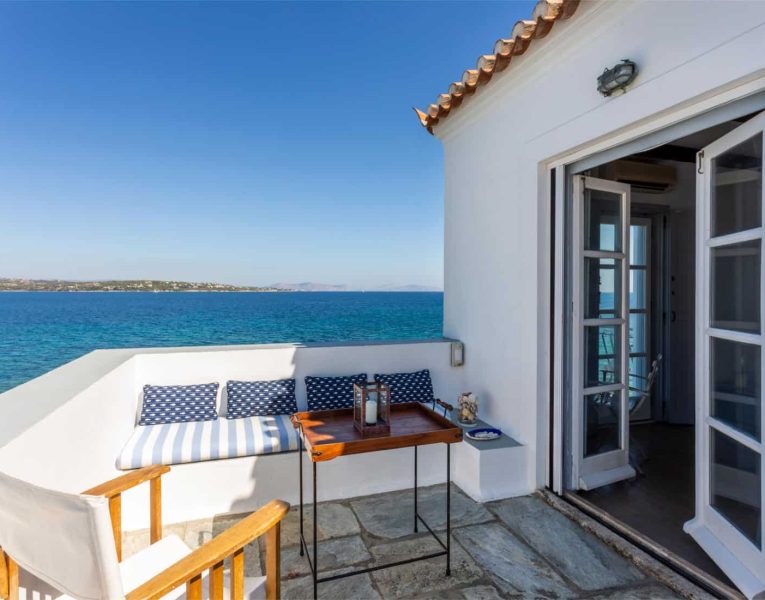 Villa Zenais in Spetses Greece, balcony, by Olive Villa Rentals
