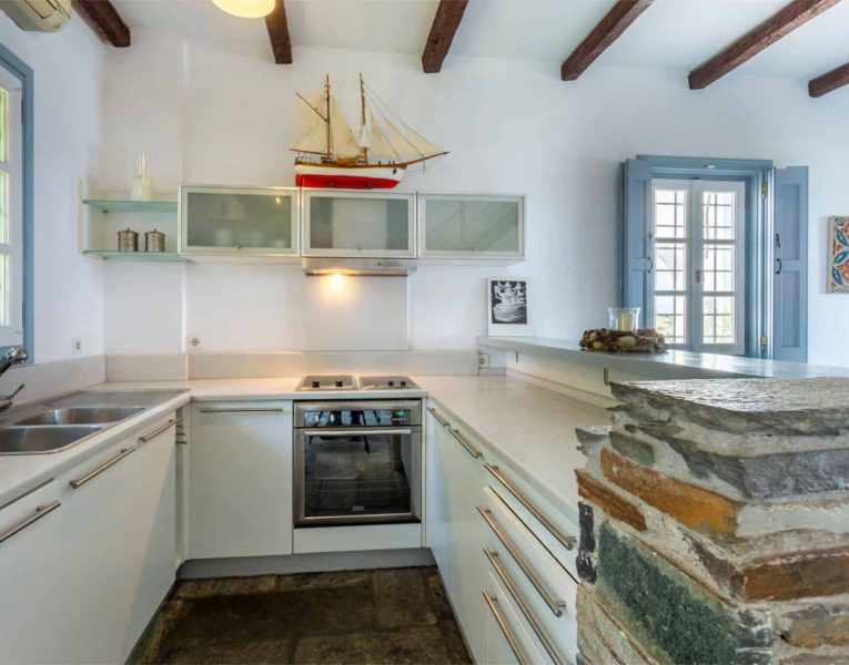 Villa Zenais in Spetses Greece, kitchen, by Olive Villa Rentals