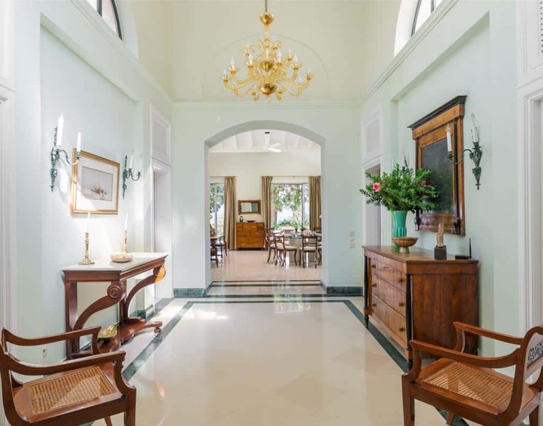 Villa Emeralda in Corfu Greece, hallway, by Olive Villa Rentals