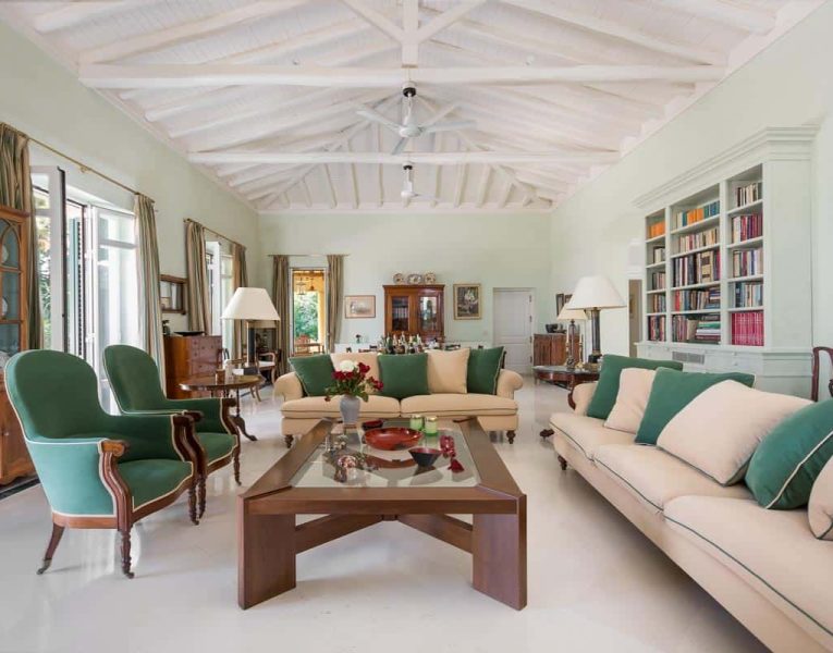 Villa Emeralda in Corfu Greece, living room, by Olive Villa Rentals